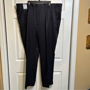 Roundtree & Yorke Travel Smart Classic Fit Pleated Pants Size 48 x 32 Blue
